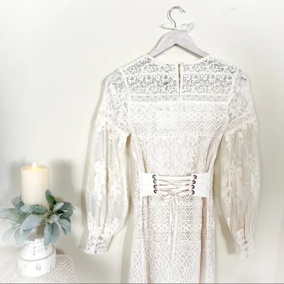 Spell Dresses | Nwt Spell Dawn Lace Belted Mini Dress | Color: White | Size: XXS | Bohemian_Closet's Closet